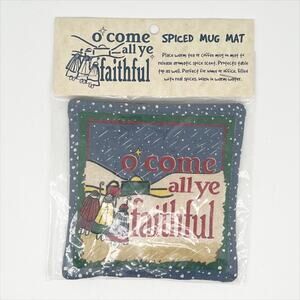 NEW Christmas Holiday Scented Spiced Mug Mat Coaster "O' Come All Ye Faithful"